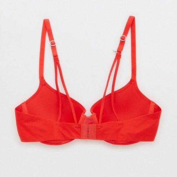 Aerie Real Sunnie Demi Push-Up Strappy Bra Holiday Red 32C - Picture 10 of 13